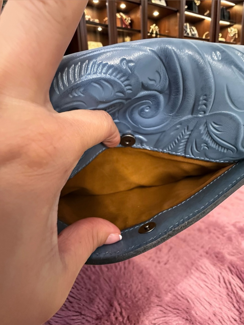Patricia Nash Tooled Leather Crossbody Bag - Steel Blue - Picture 10 of 14